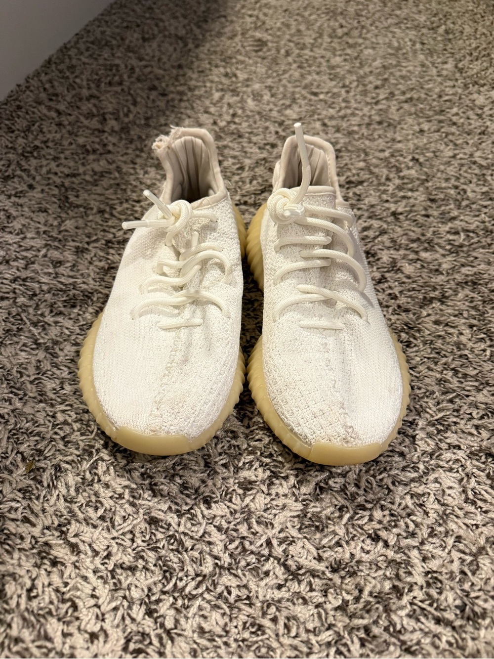 Yeezy Boost Cream Knit Low-Top Sneakers with Gum Sole